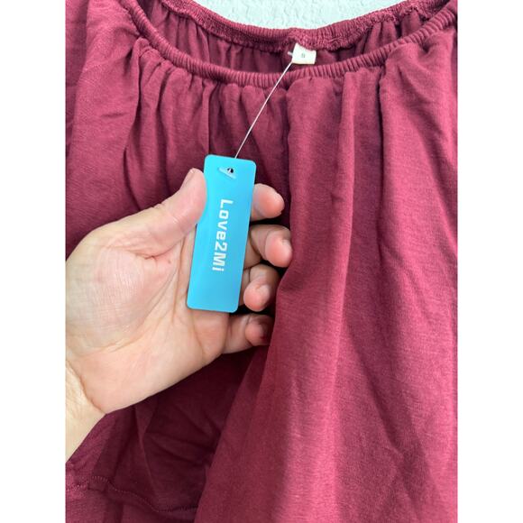 NWT Women's Off Shoulder Maroon Hi-Low Maternity Dress Empire Gown Small - Picture 11 of 12